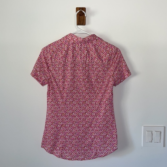 Liberty of London J.Crew Sz. 0 Pink Floral Peter Pan Collar Button Down Shirt - Picture 5 of 6
